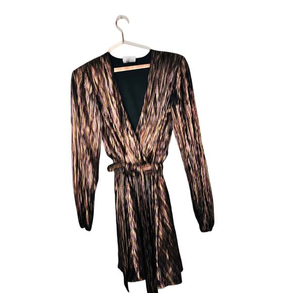 RAMY BROOK Multicolor Metallic A-Line Long Sleeves Elise Vincy Dress Size Small - Picture 8 of 16